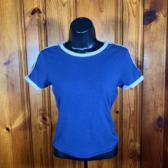 Heart & Hips Tops - Heart & Hips M Navy Blue Ringer Tee Y2K Casual